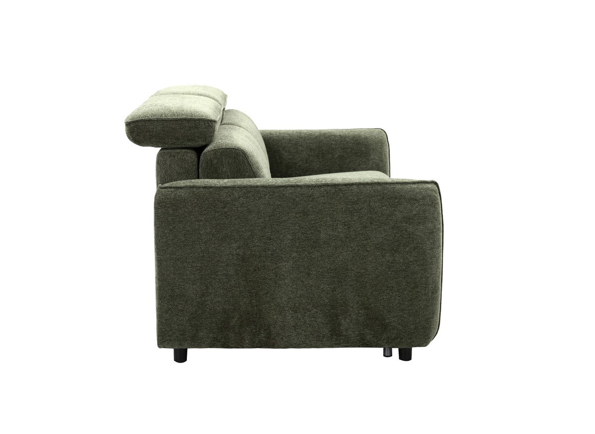 Canapé convertible express 3 places en tissu texturé vert JACINTHE