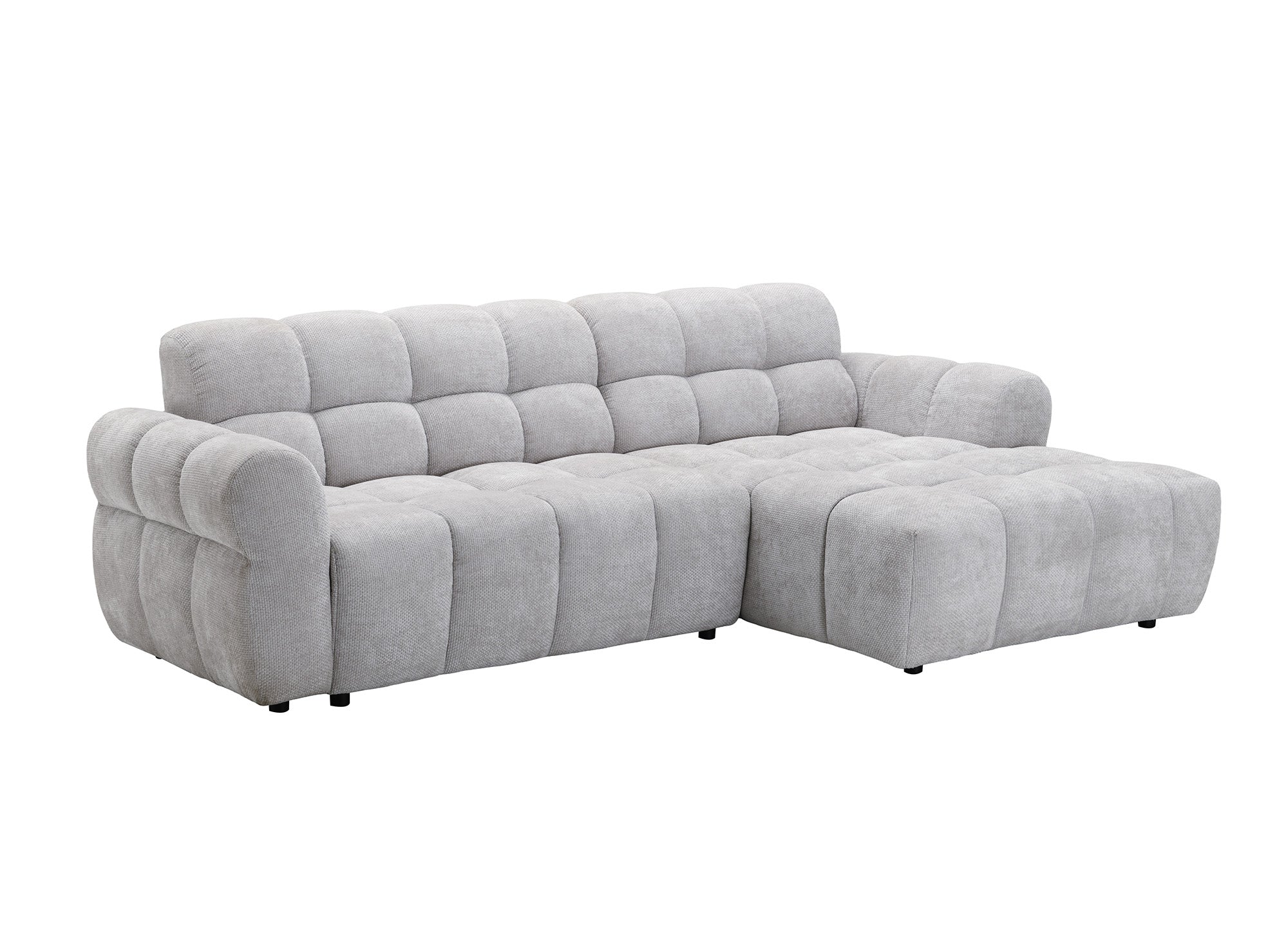 Canapé d'angle fixe en velours texturé gris clair JAROD - Angle droit