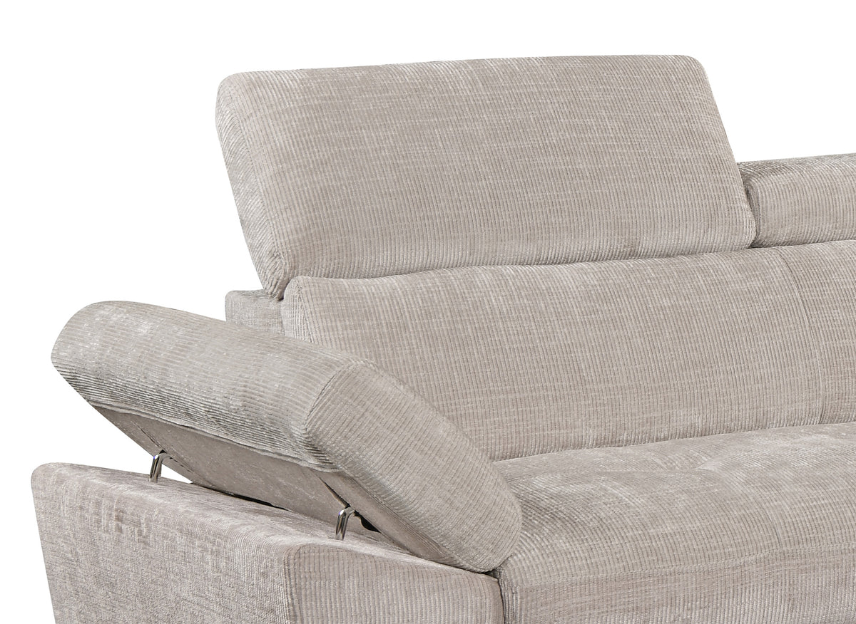 Canapé d'angle convertible en velours chiné beige MONICA - Angle droit
