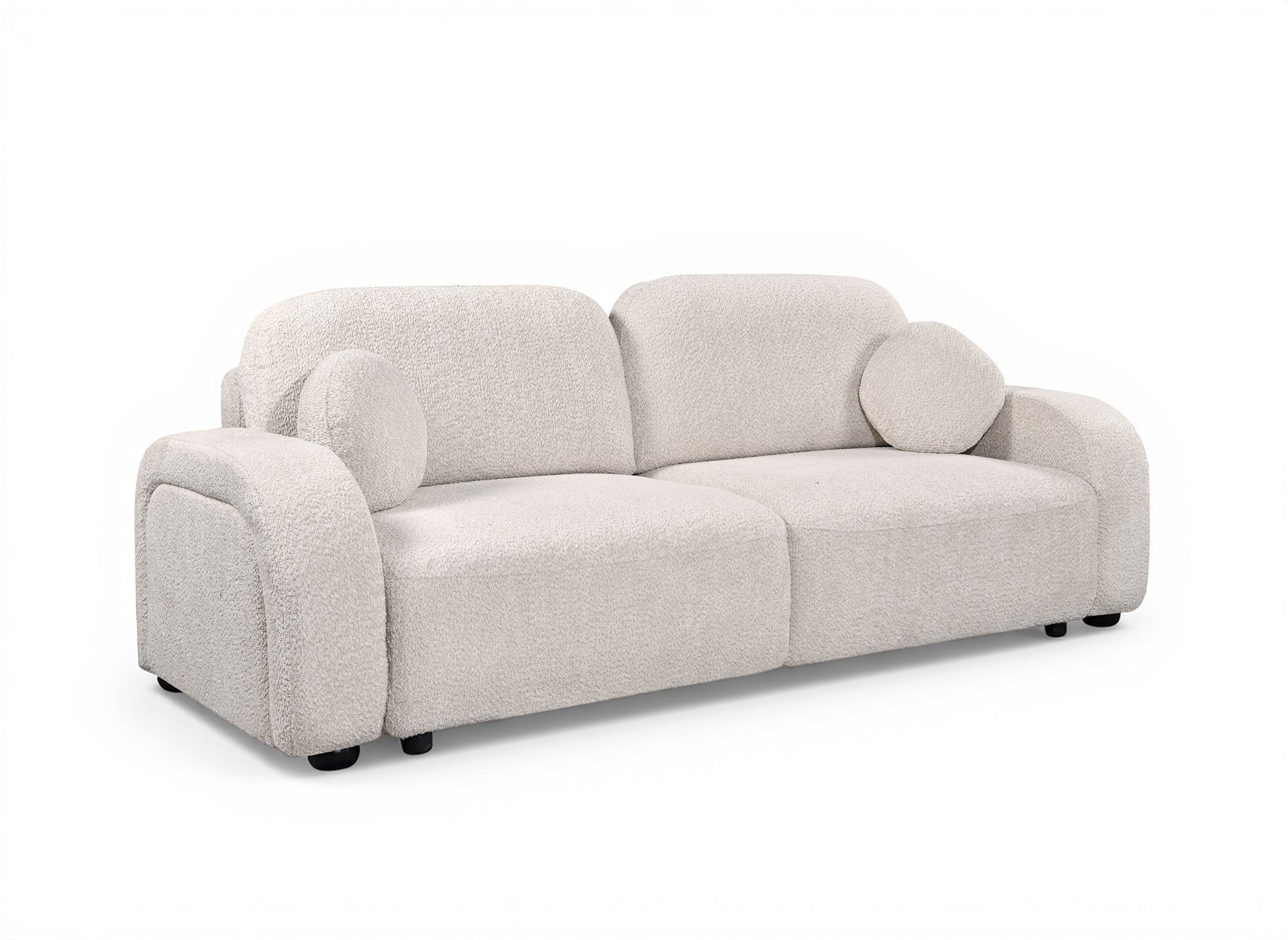 Canapé convertible 3 places en tissu bouclette écru MAYORA