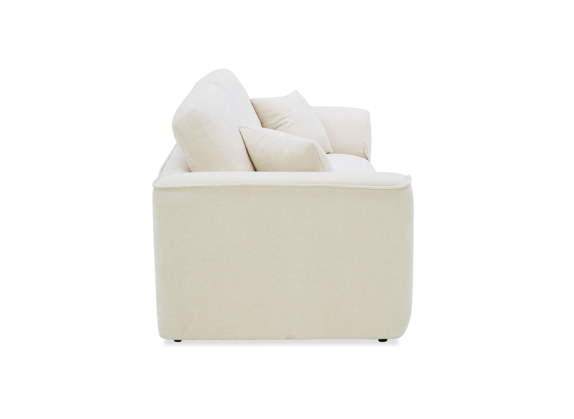 Canapé droit 3 places en velours chiné beige ABELIA