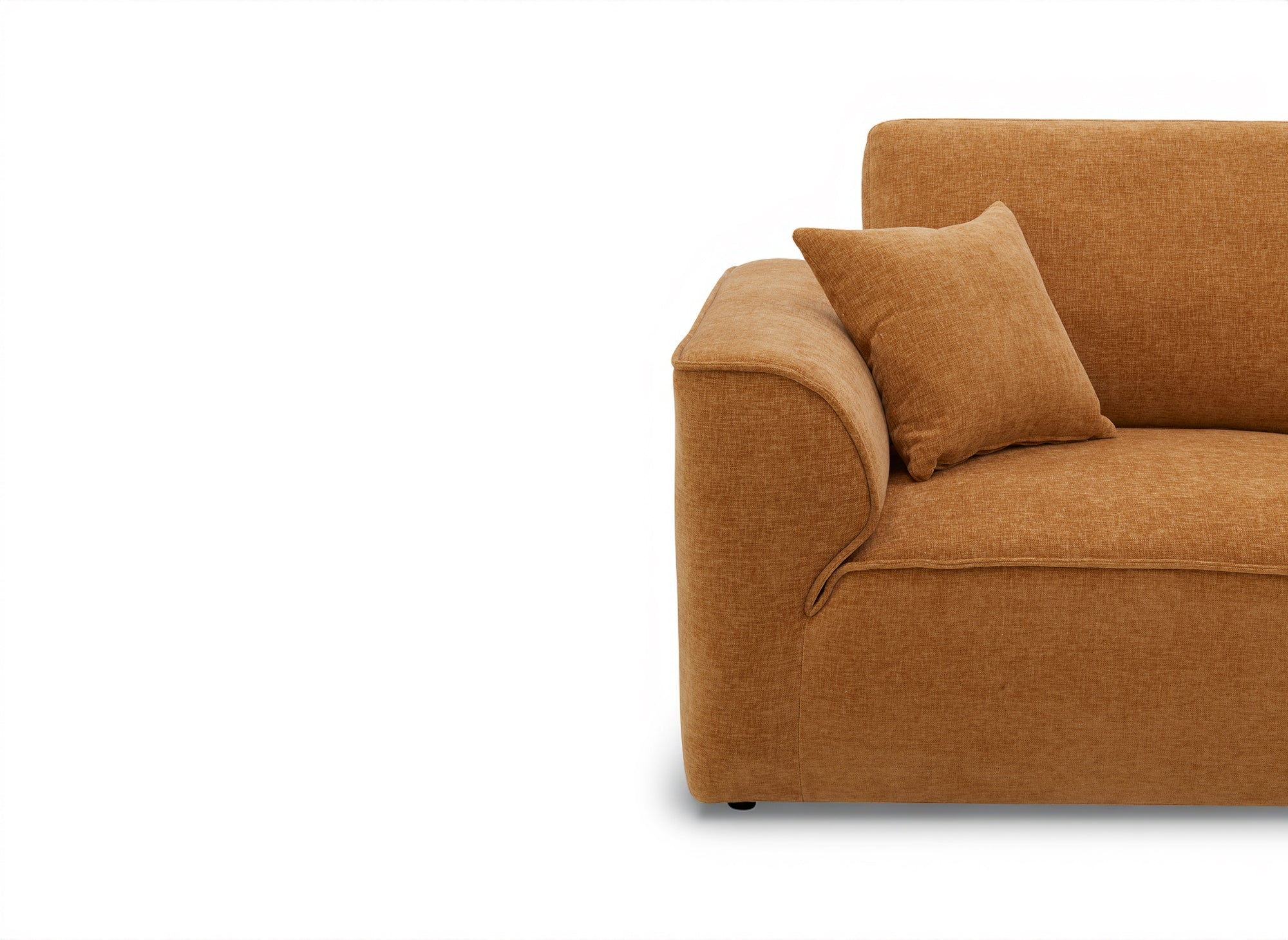 Canapé droit 3 places en velours chiné moutarde ABELIA