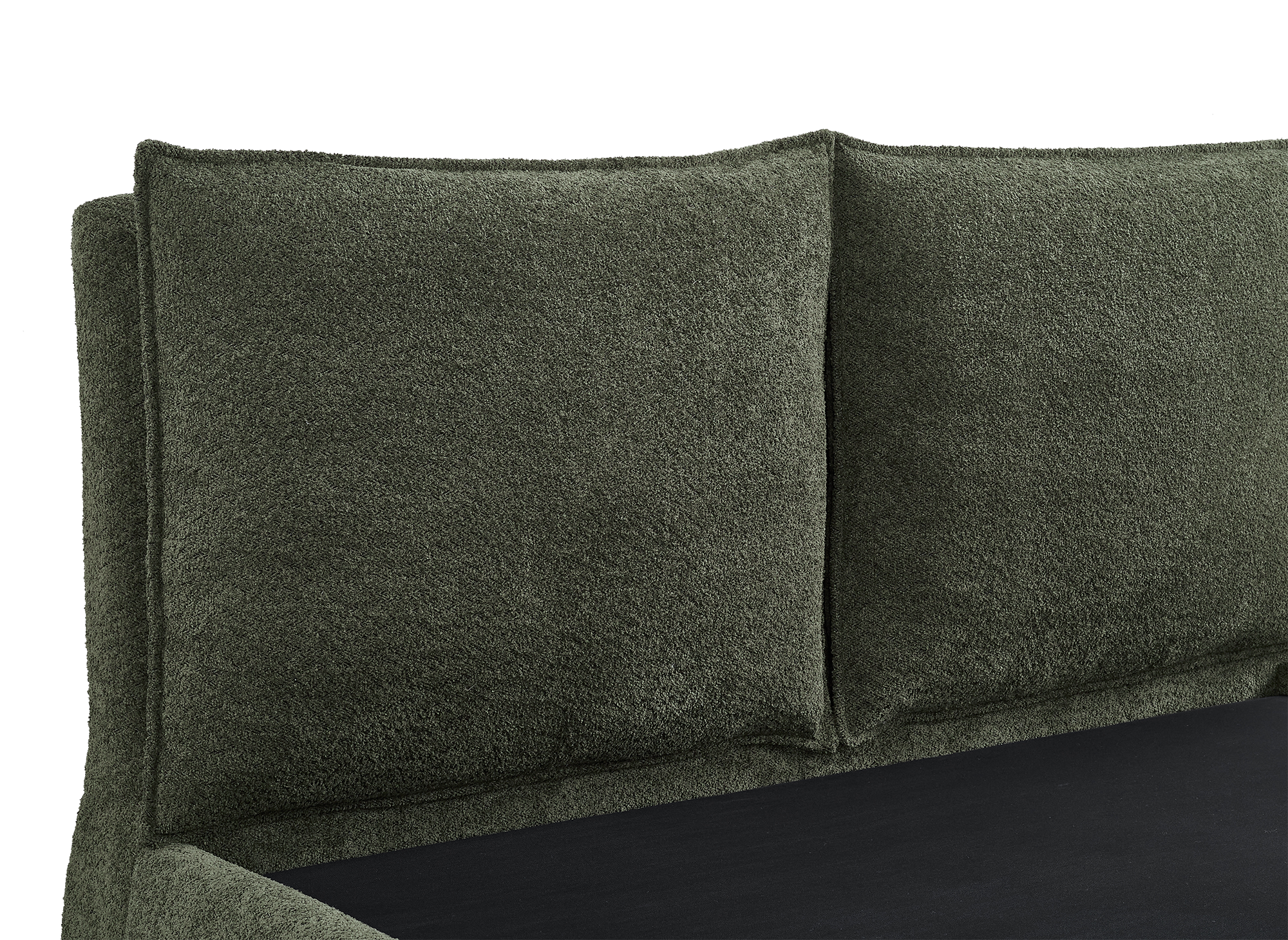 Lit coffre en tissu bouclette vert olive 180x200 cm MELY