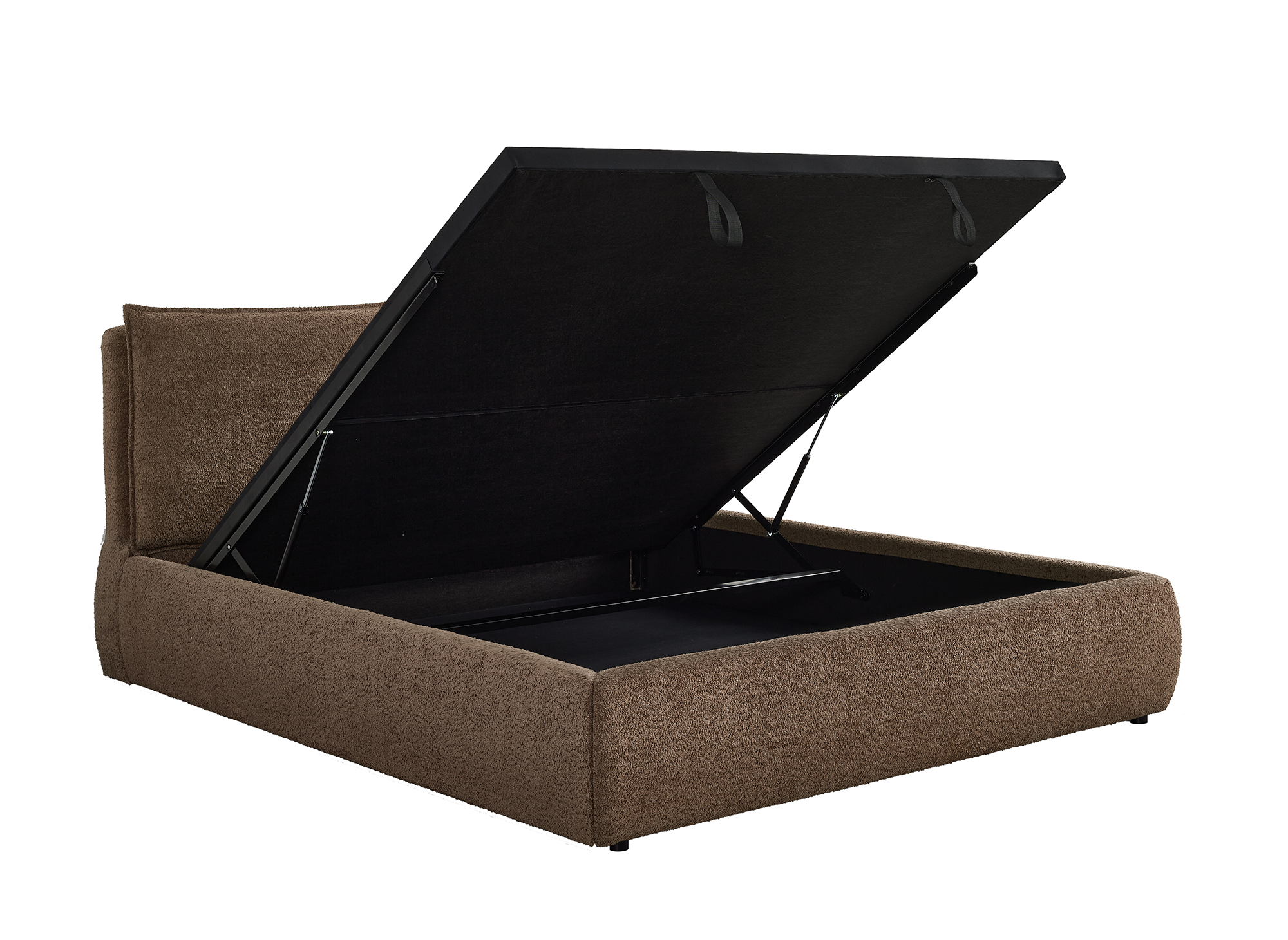 Lit coffre en tissu bouclette marron 160x200 cm MELY