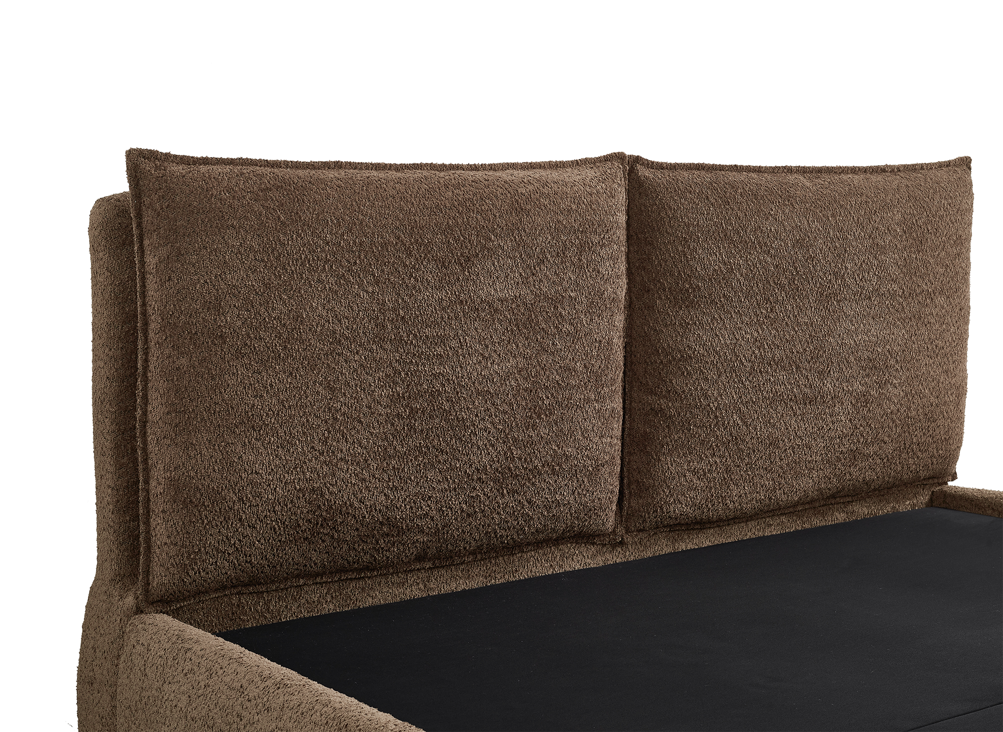 Lit coffre en tissu bouclette marron 180x200 cm MELY