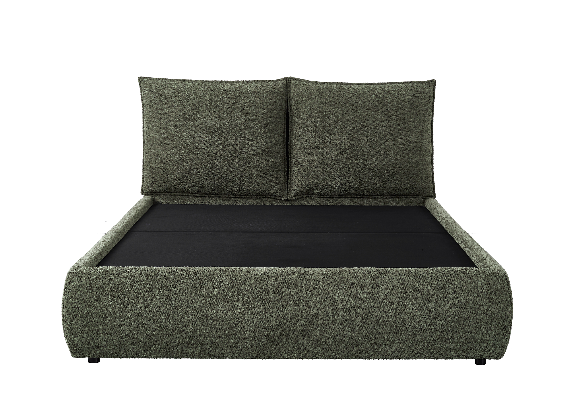 Lit coffre en tissu bouclette vert olive 140x190 cm MELY