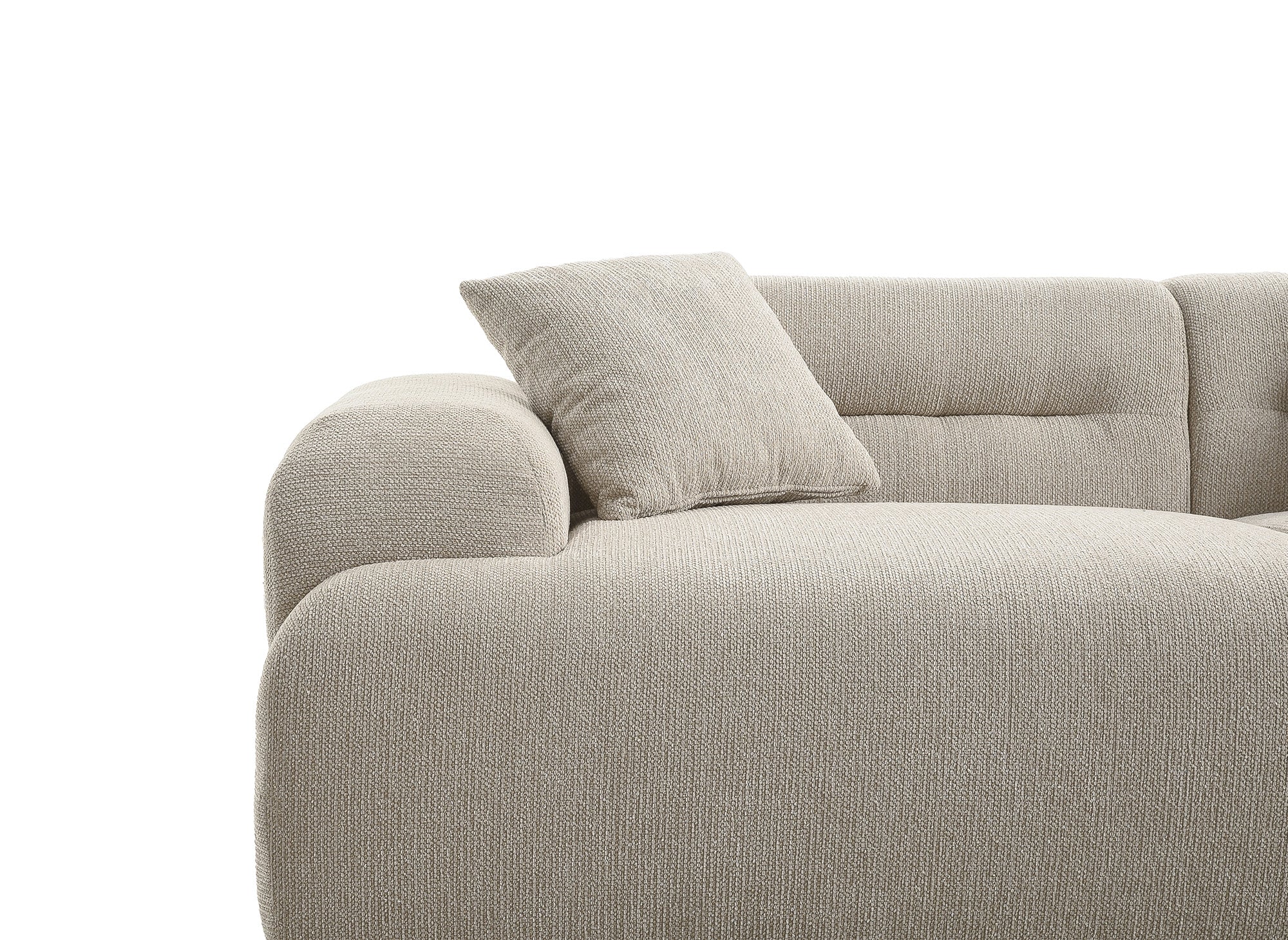 Canapé droit 3 places + pouf en tissu texturé beige SAKURA