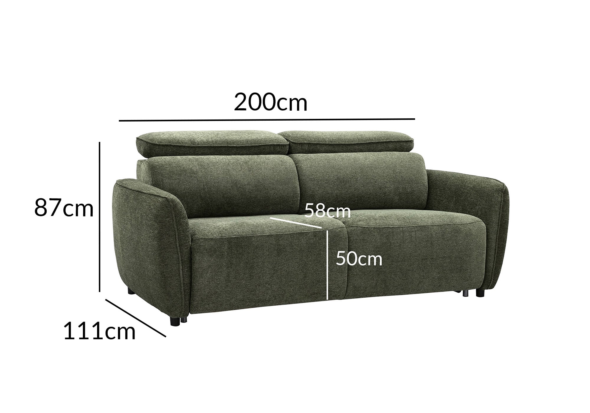 Canapé convertible express 3 places en tissu texturé vert JACINTHE