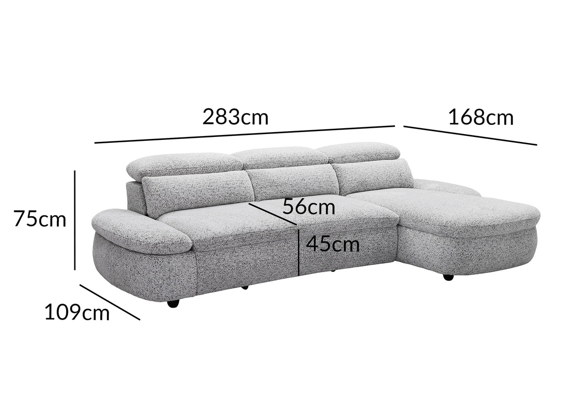 Canapé d'angle relax électrique en tissu bouclette gris CLEMENT - Angle droit