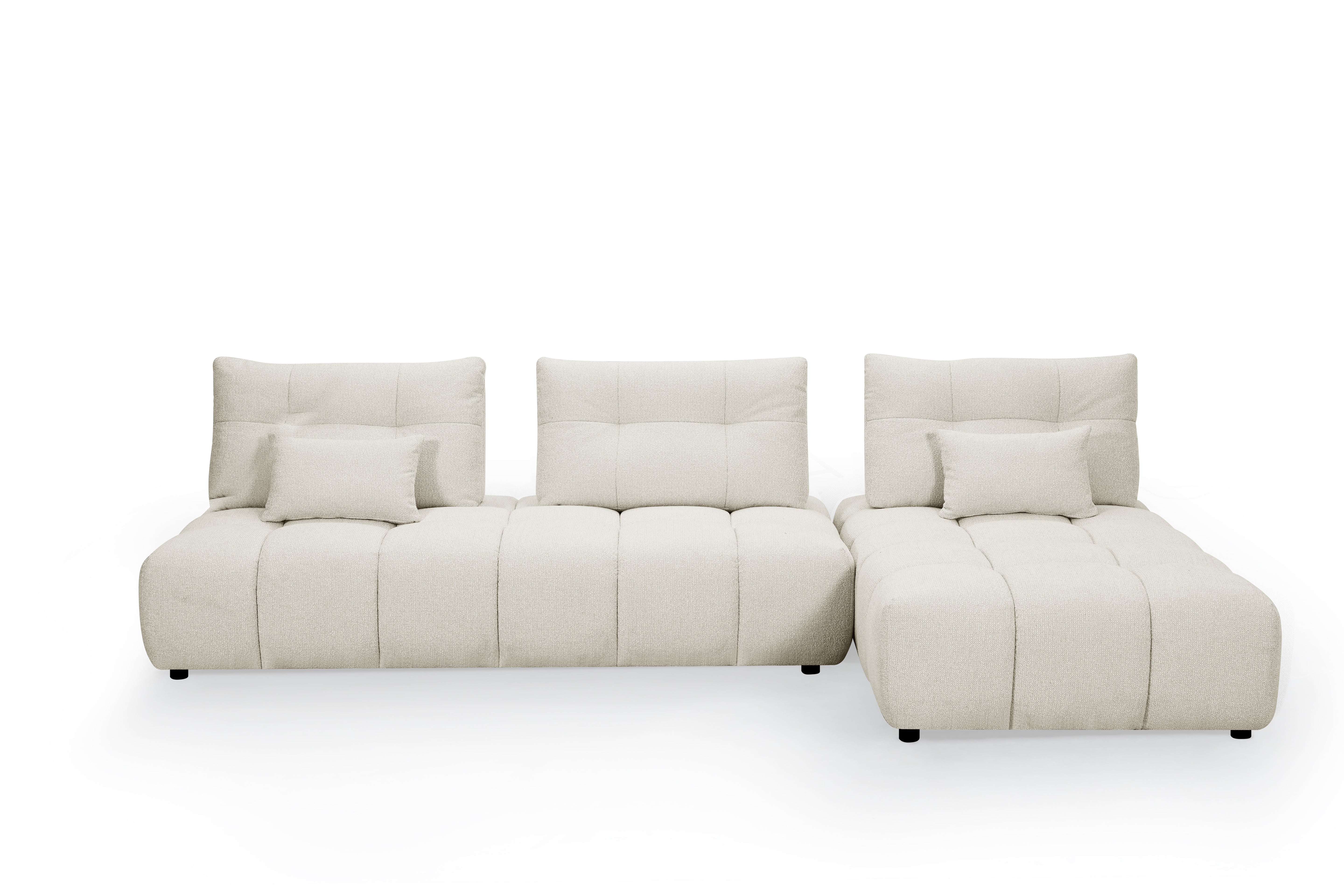 Canapé d'angle réversible en velours texturé beige ALANA