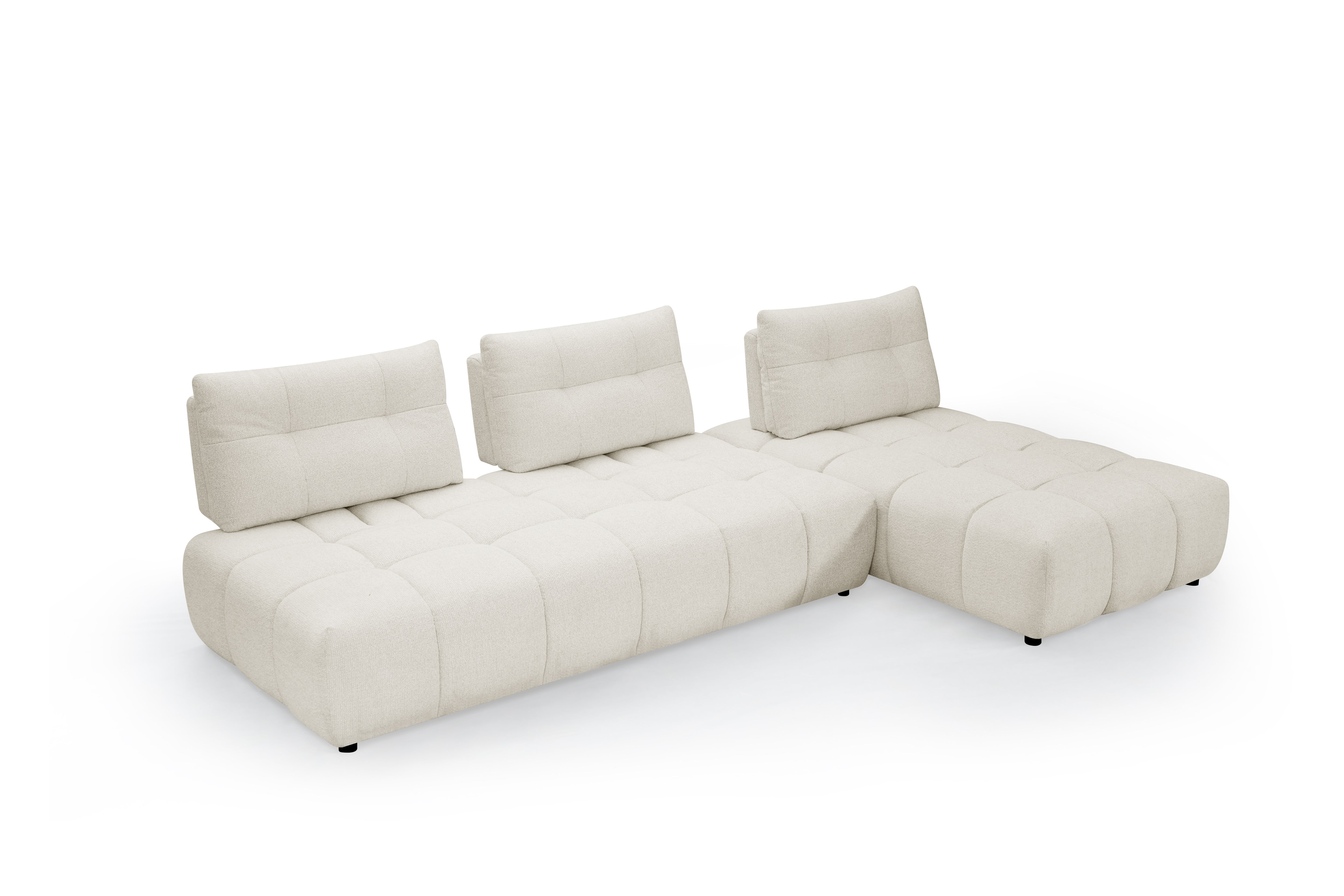 Canapé d'angle réversible en velours texturé beige ALANA