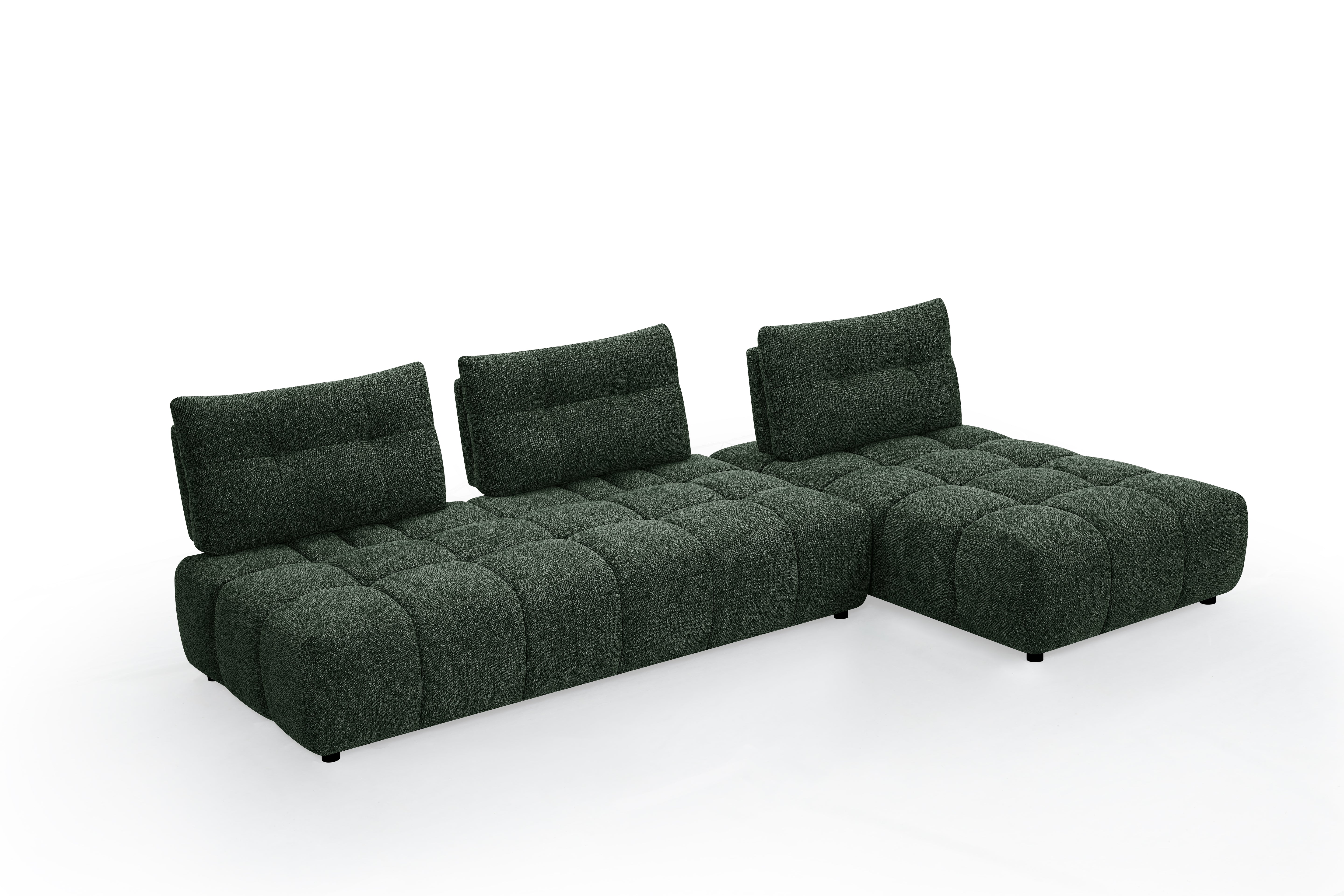 Canapé d'angle réversible en velours texturé vert kaki ALANA