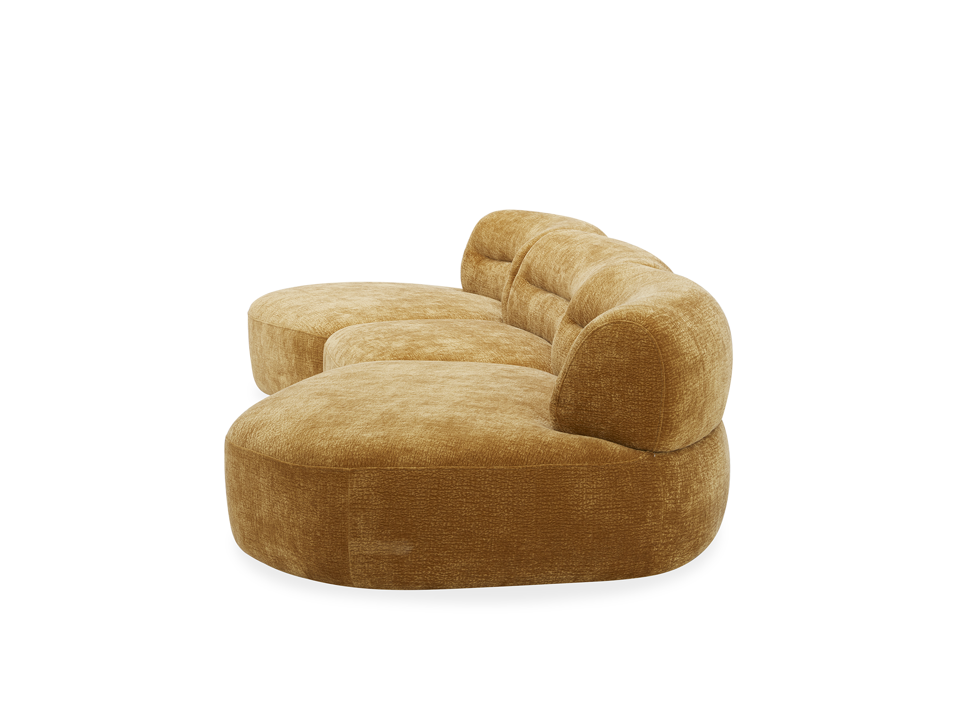 Canapé droit 5 places en velours tissé moutarde IMENIA