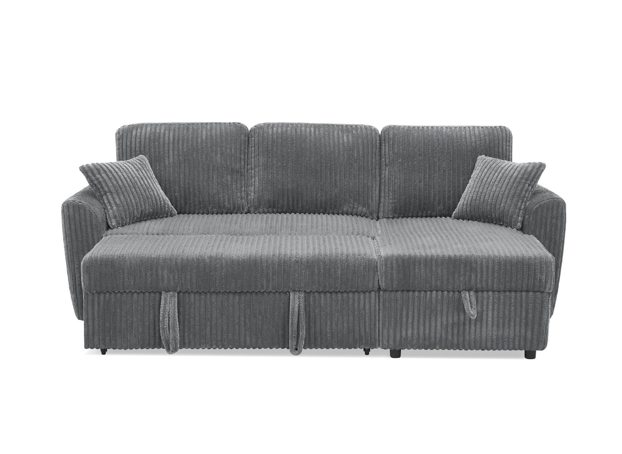 Canapé d'angle convertible et réversible avec coffre en velours côtelé épais gris ADRYEN
