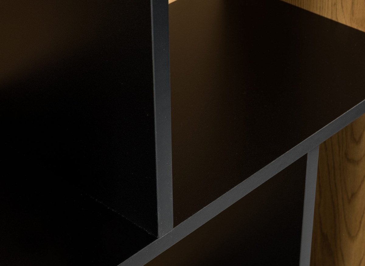 Bibliothèque design en bois noir et chêne 6 niches OFELIA - DécoInParis