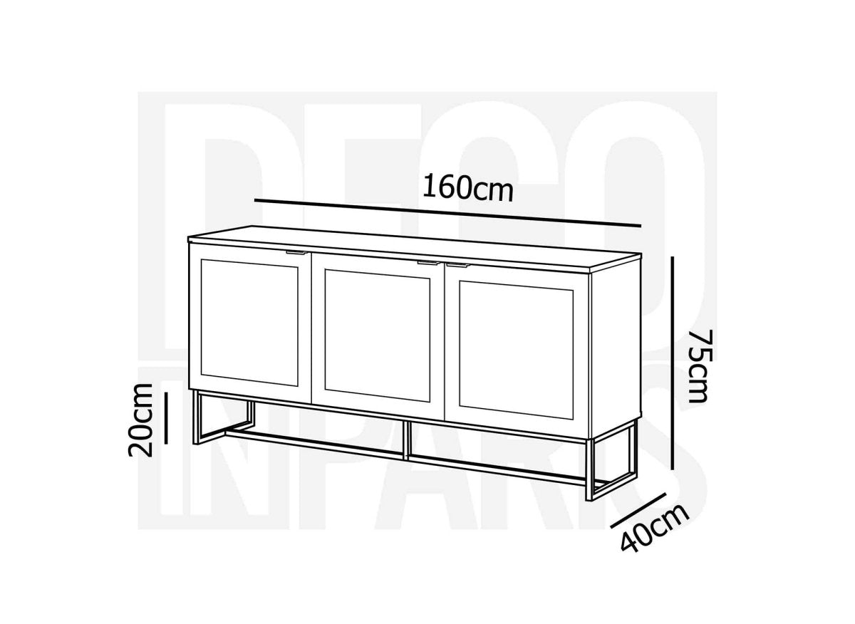 Buffet enfilade scandinave 3 portes en bois métal et cannage TULLIO - DécoInParis