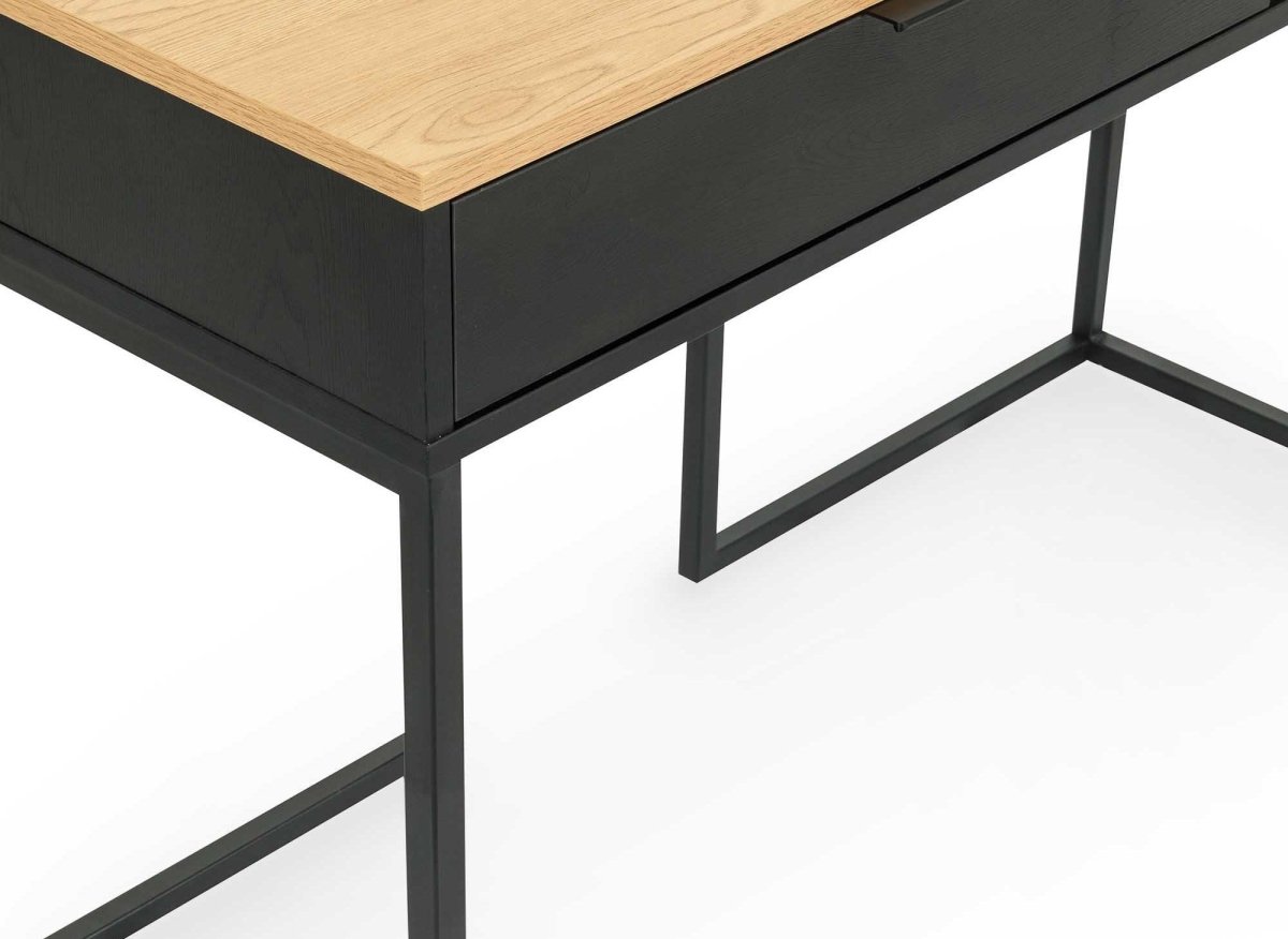 Bureau industriel avec tiroir et rangement en bois et métal COLETTE - DécoInParis