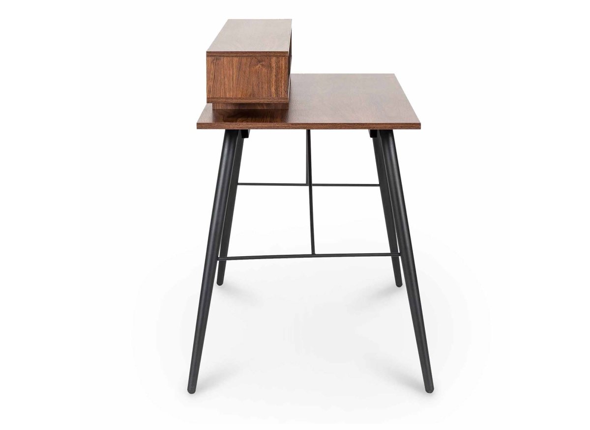 Bureau style industriel avec niches en bois et métal noir MARLINE - DécoInParis