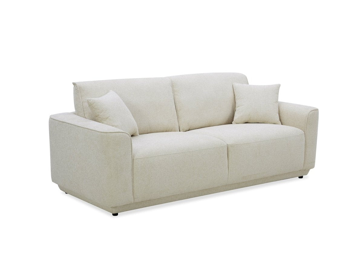 Canapé 3 places en velours chiné beige CARLOTA - DécoInParis