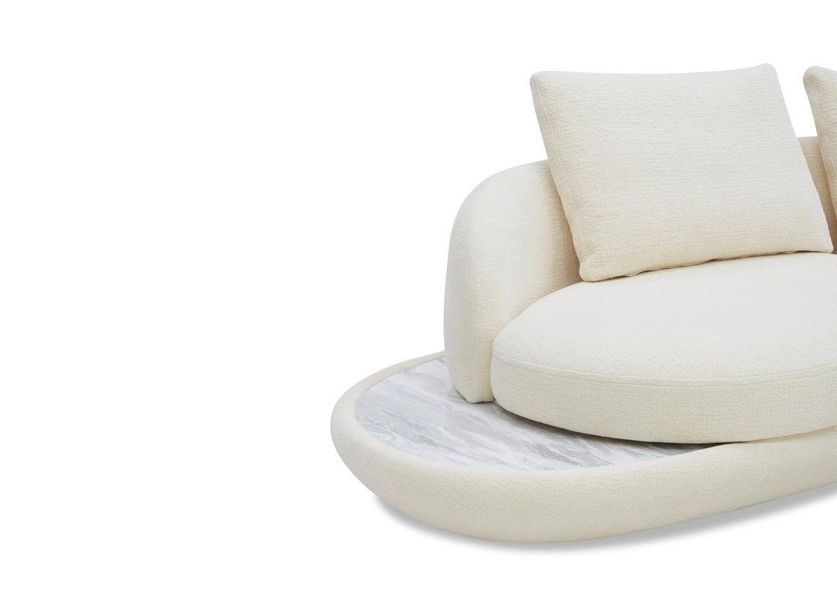 Canapé 4 places en velours tissé écru DARIUS - DécoInParis