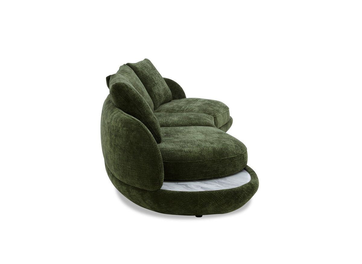 Canapé 4 places en velours tissé vert olive DARIUS - DécoInParis