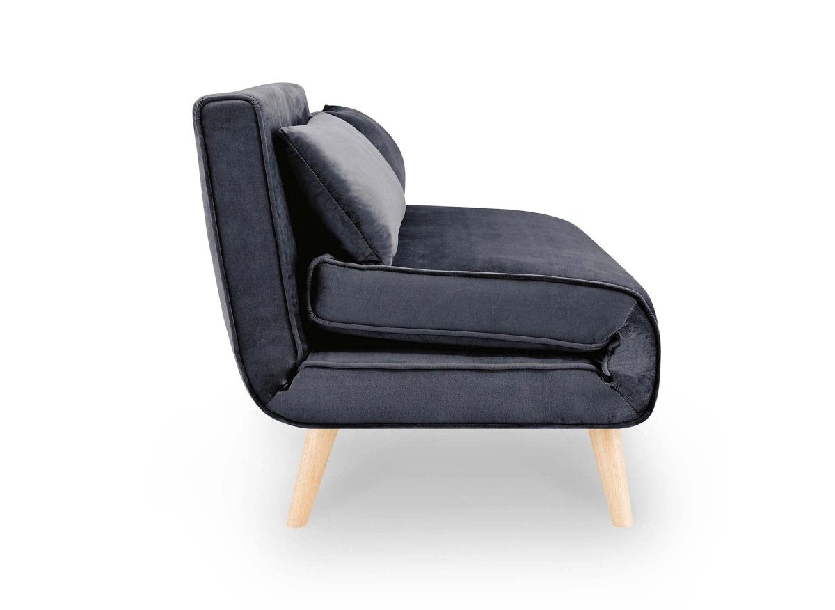 Canapé clic clac 2 places en velours gris foncé TONKA - DécoInParis