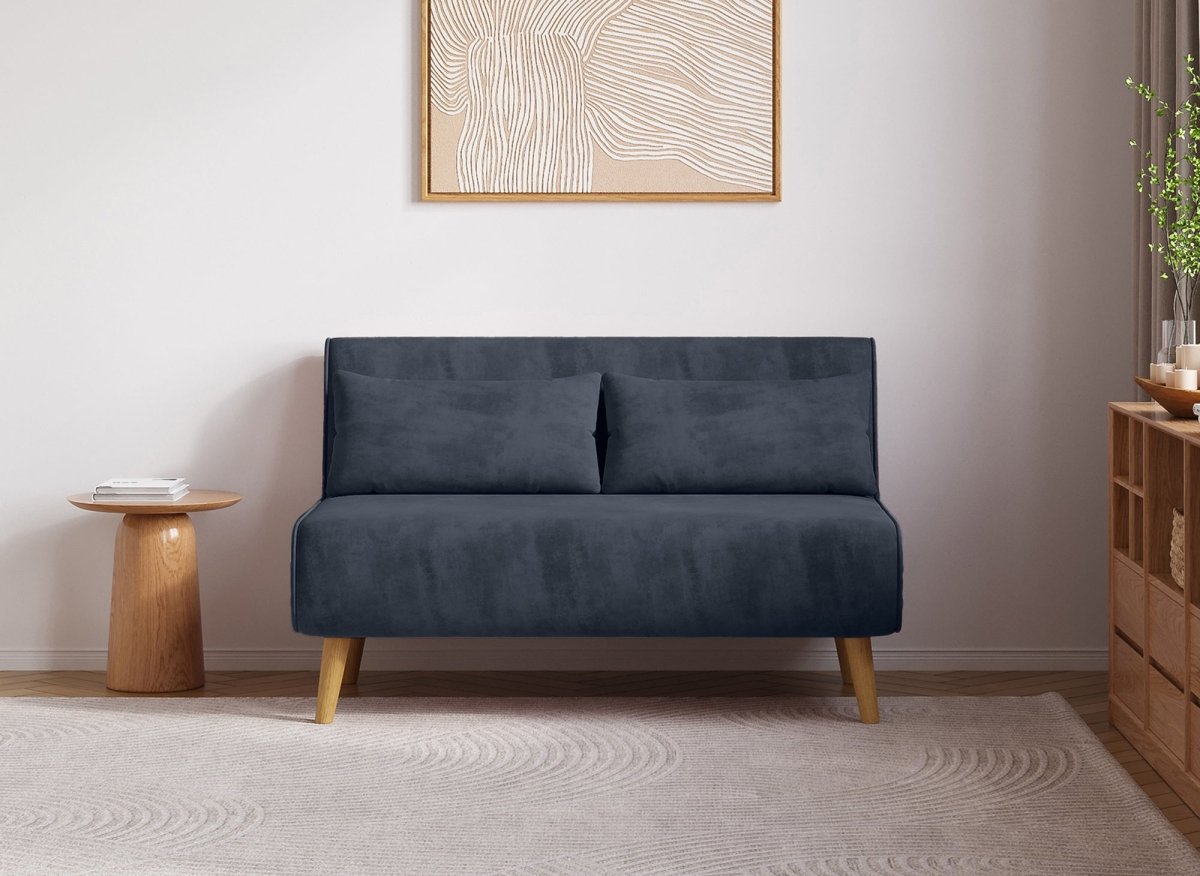 Canapé clic clac 2 places en velours gris foncé TONKA - DécoInParis