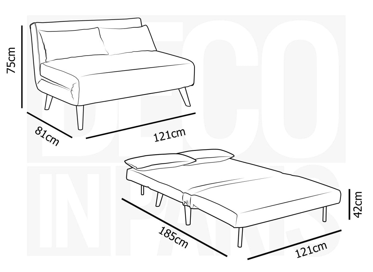 Canapé clic clac 2 places en velours vert TONKA - DécoInParis