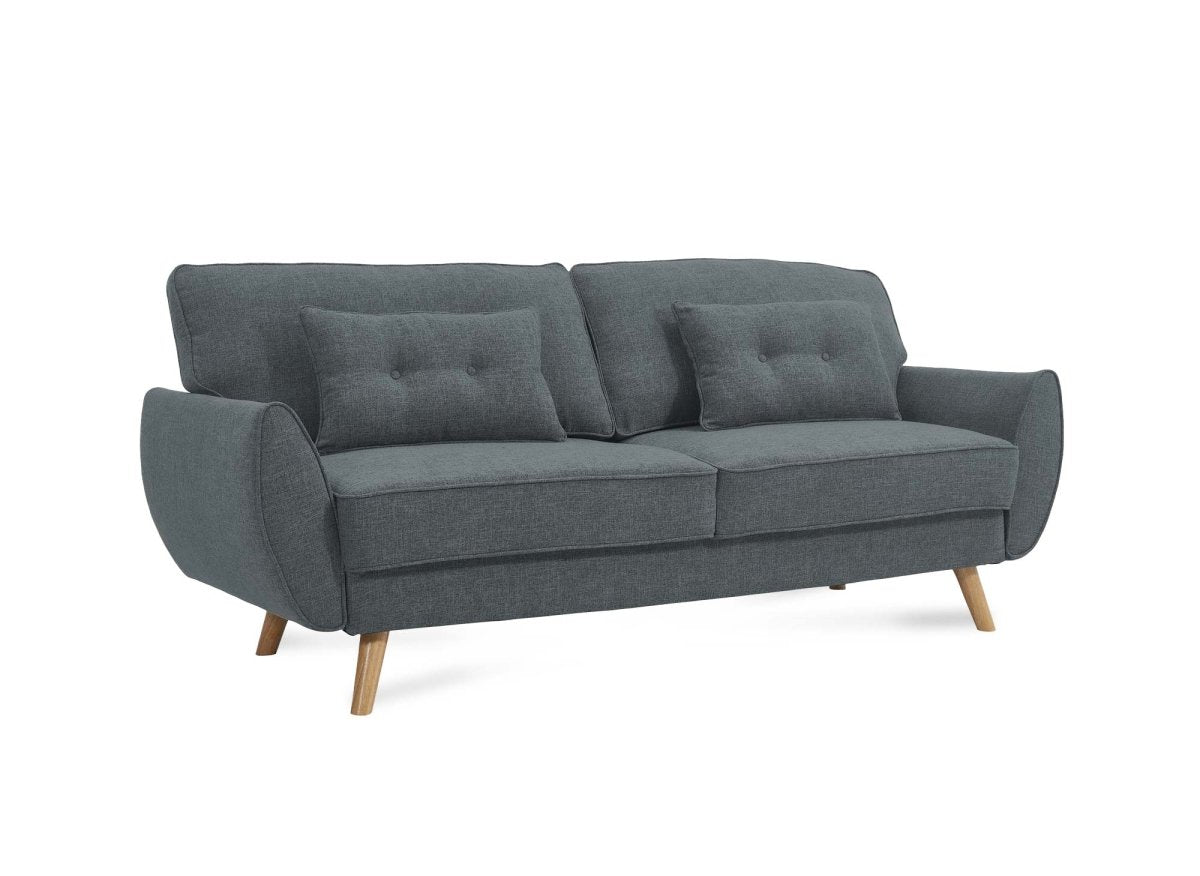 Canapé clic clac en tissu gris foncé avec pieds en bois PANAMA - DécoInParis