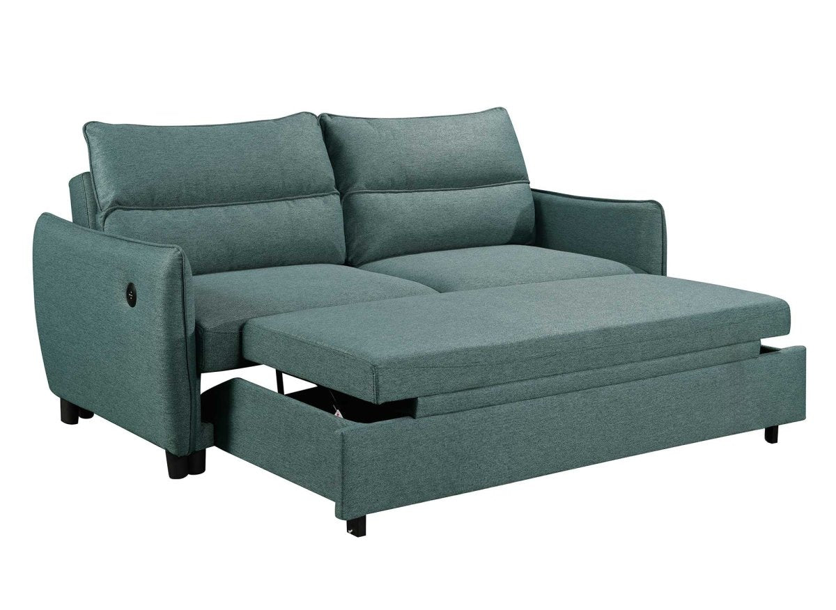 Canapé convertible 3 places en tissu vert ZADIG - DécoInParis