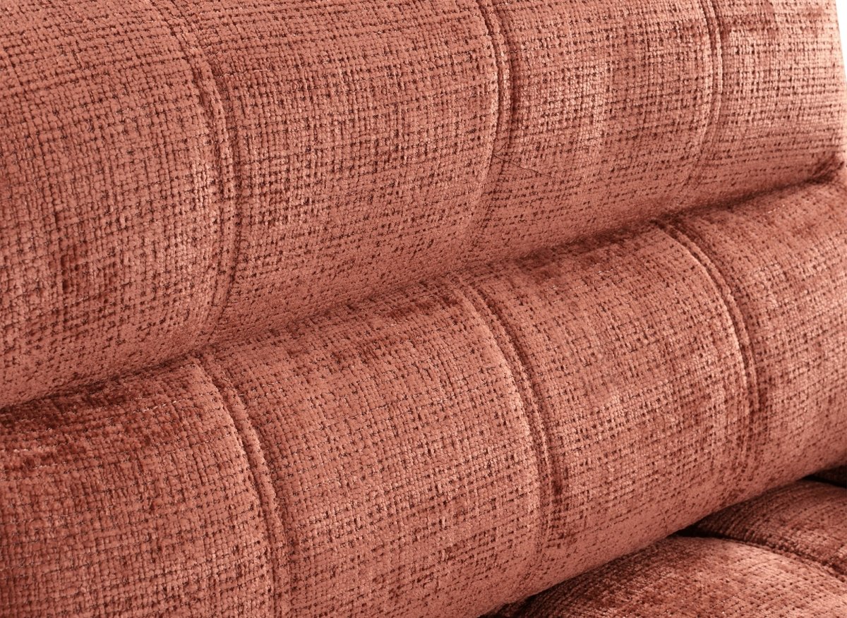 Canapé convertible avec coffre 3 places en velours chiné terracotta RALYA - DécoInParis