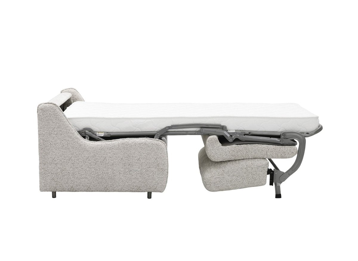 Canapé convertible express 1 place en tissu bouclette beige IMELDA - DécoInParis