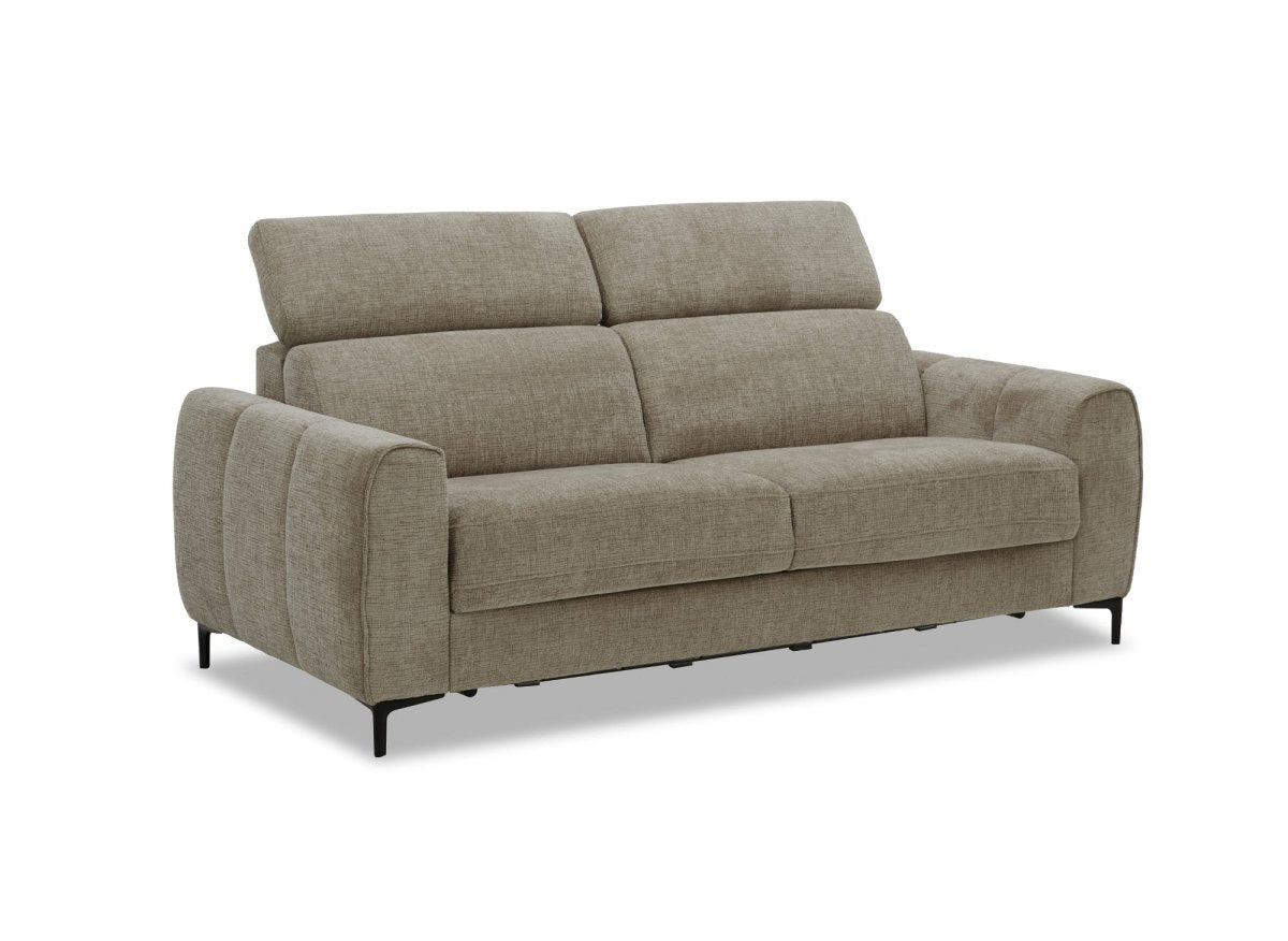 Canapé convertible express 3 places en velours texturé taupe CALEB - DécoInParis