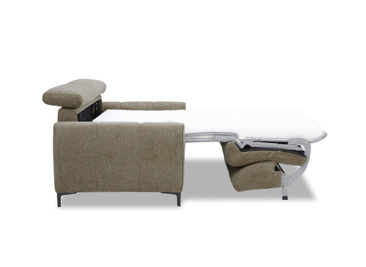 Canapé convertible express 3 places en velours texturé taupe CALEB - DécoInParis