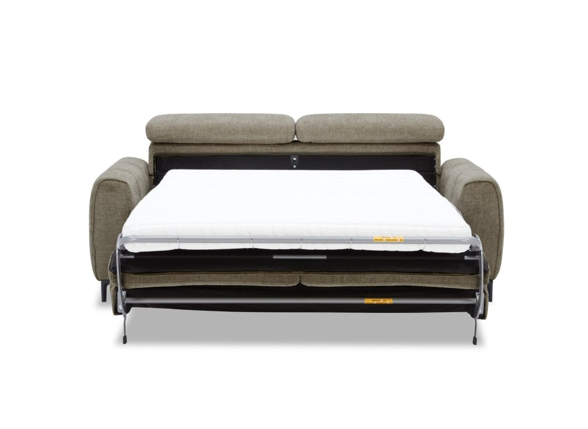 Canapé convertible express 3 places en velours texturé taupe CALEB - DécoInParis