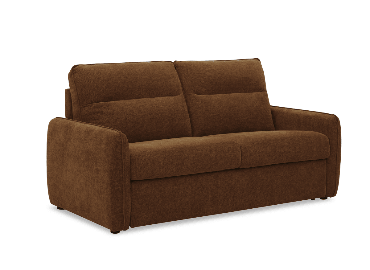 Canapé convertible express 3 places matelas 15 cm en tissu texturé terracotta ADILIO - DécoInParis