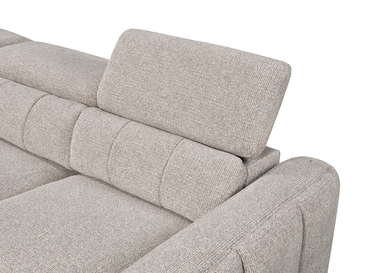 Canapé d'angle convertible avec coffre en tissu bouclette taupe NAOMI -Angle gauche - DécoInParis