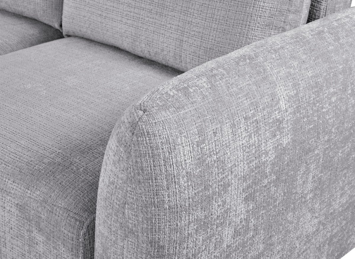 Canapé d'angle convertible avec coffre en velours chiné gris MARLA - Angle gauche - DécoInParis