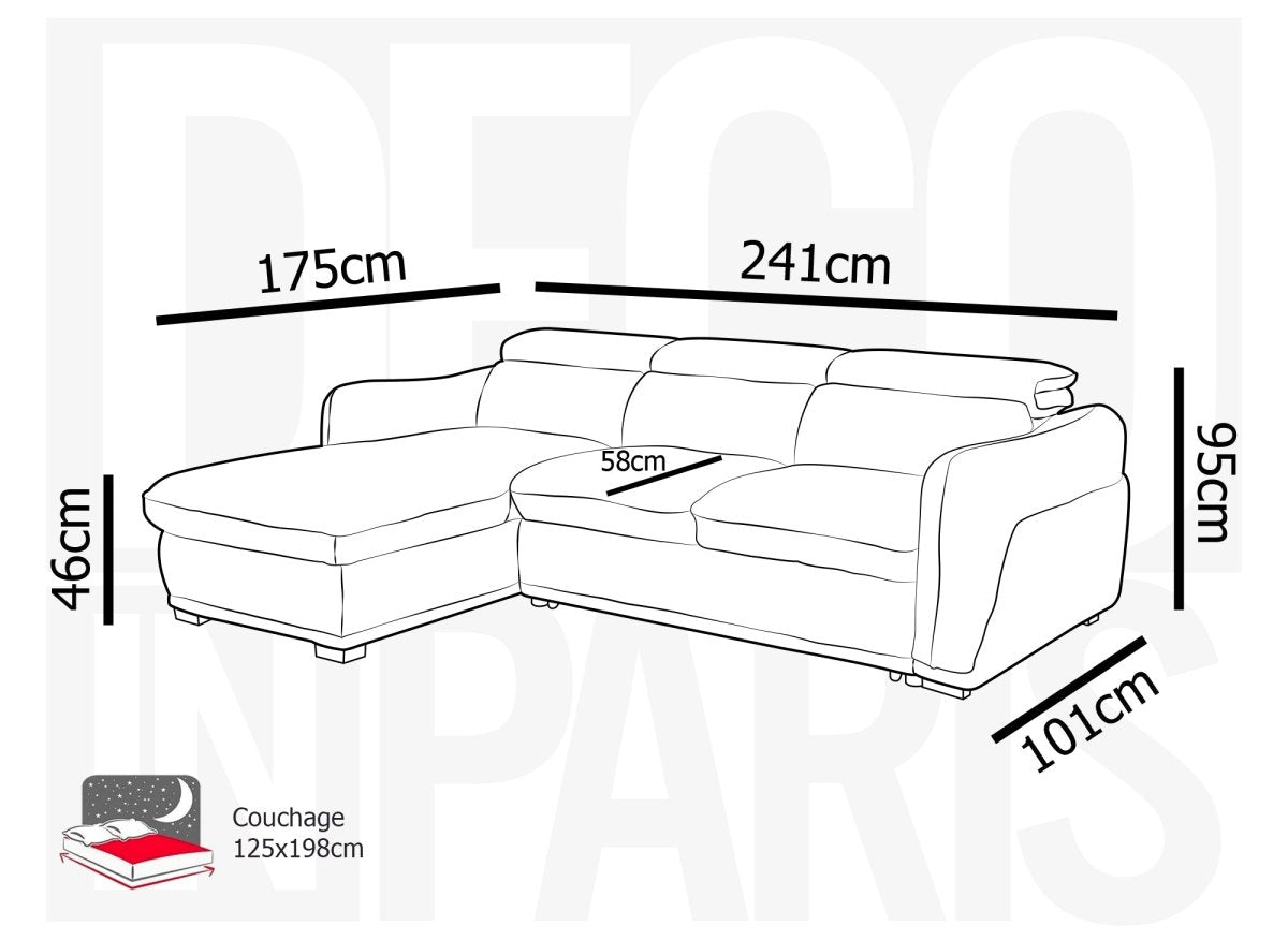 Canapé d'angle convertible avec coffre en velours côtelé épais beige PETUNIA - Angle gauche - DécoInParis