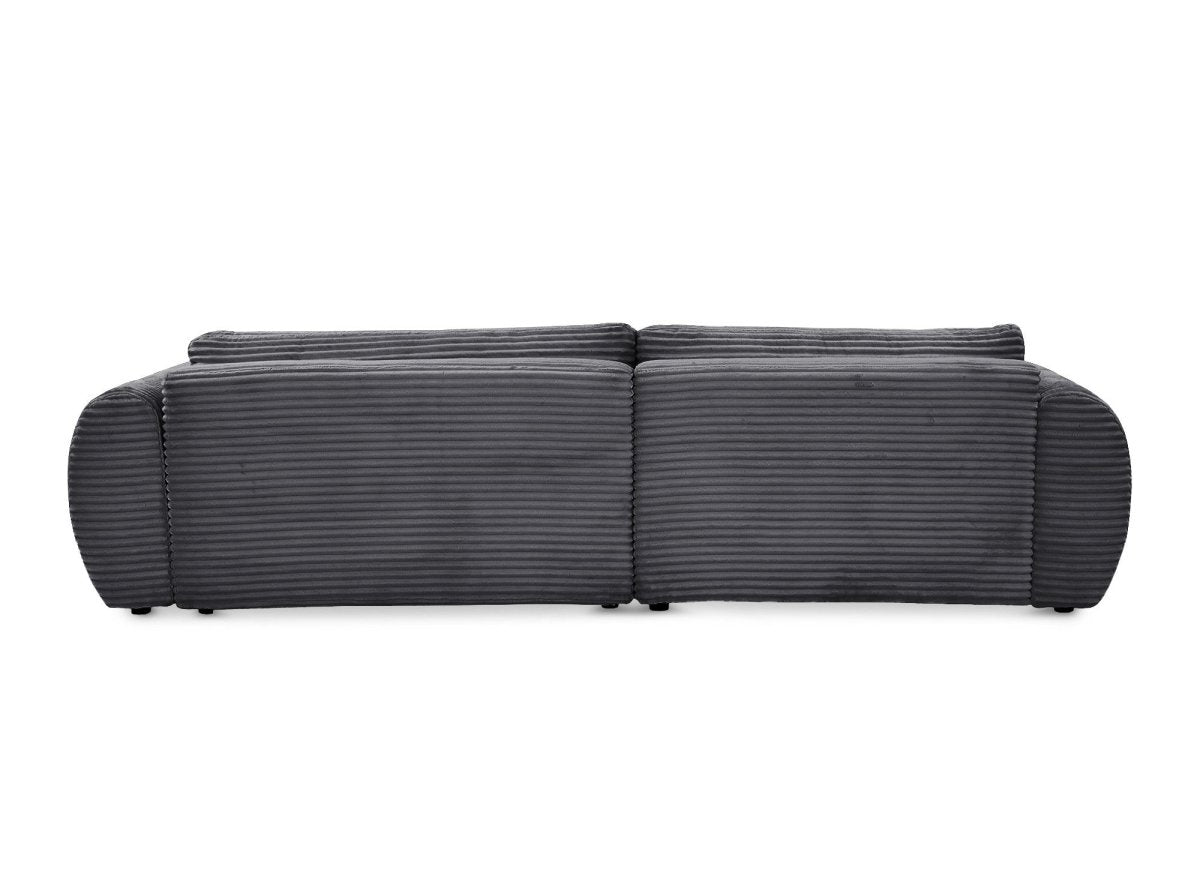 Canapé d'angle convertible avec coffre en velours gros côtelé doux gris TILDA - Angle gauche - DécoInParis