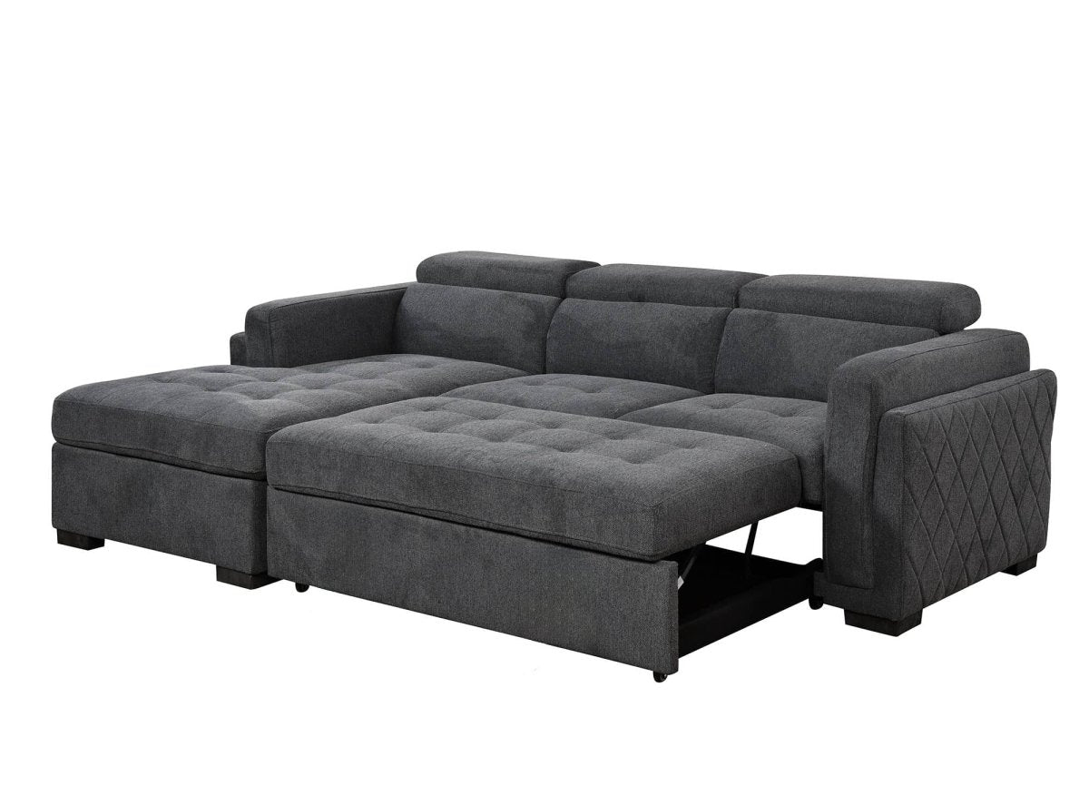 Canapé d'angle convertible en tissu gris foncé CHANDLER - Angle gauche - DécoInParis