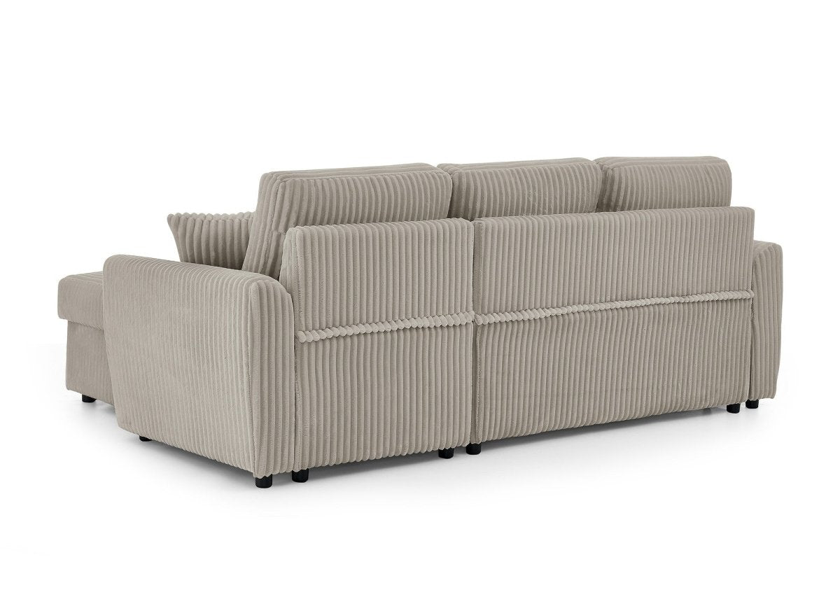 Canapé d'angle convertible et réversible avec coffre en velours côtelé épais taupe ADRYEN - DécoInParis