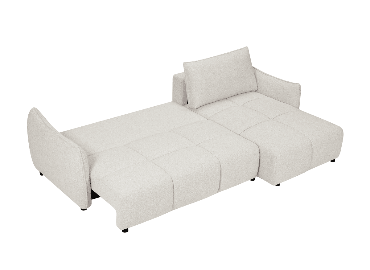 Canapé d'angle convertible et réversible en velours chiné beige MYSA - DécoInParis