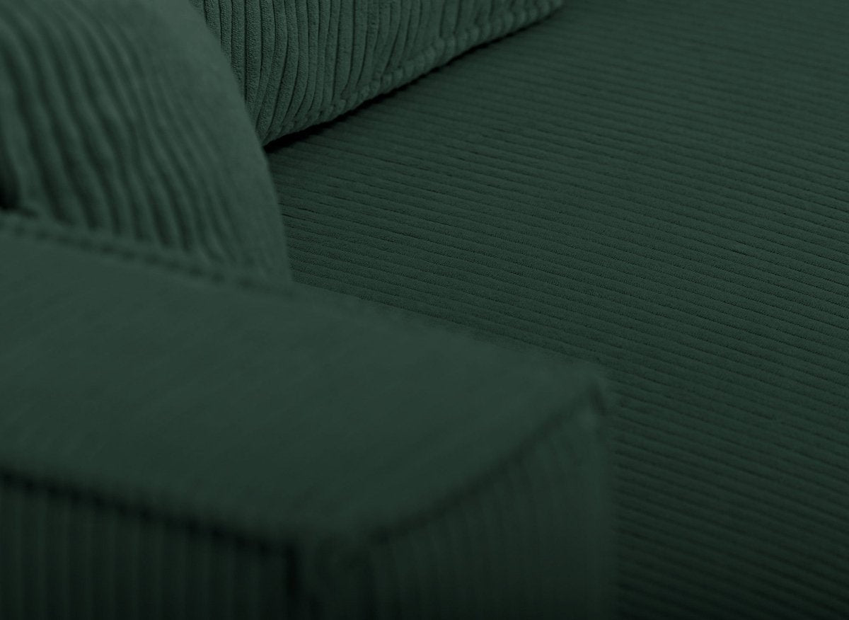 Canapé d'angle convertible réversible avec coffre en velours côtelé vert SYNA - DécoInParis