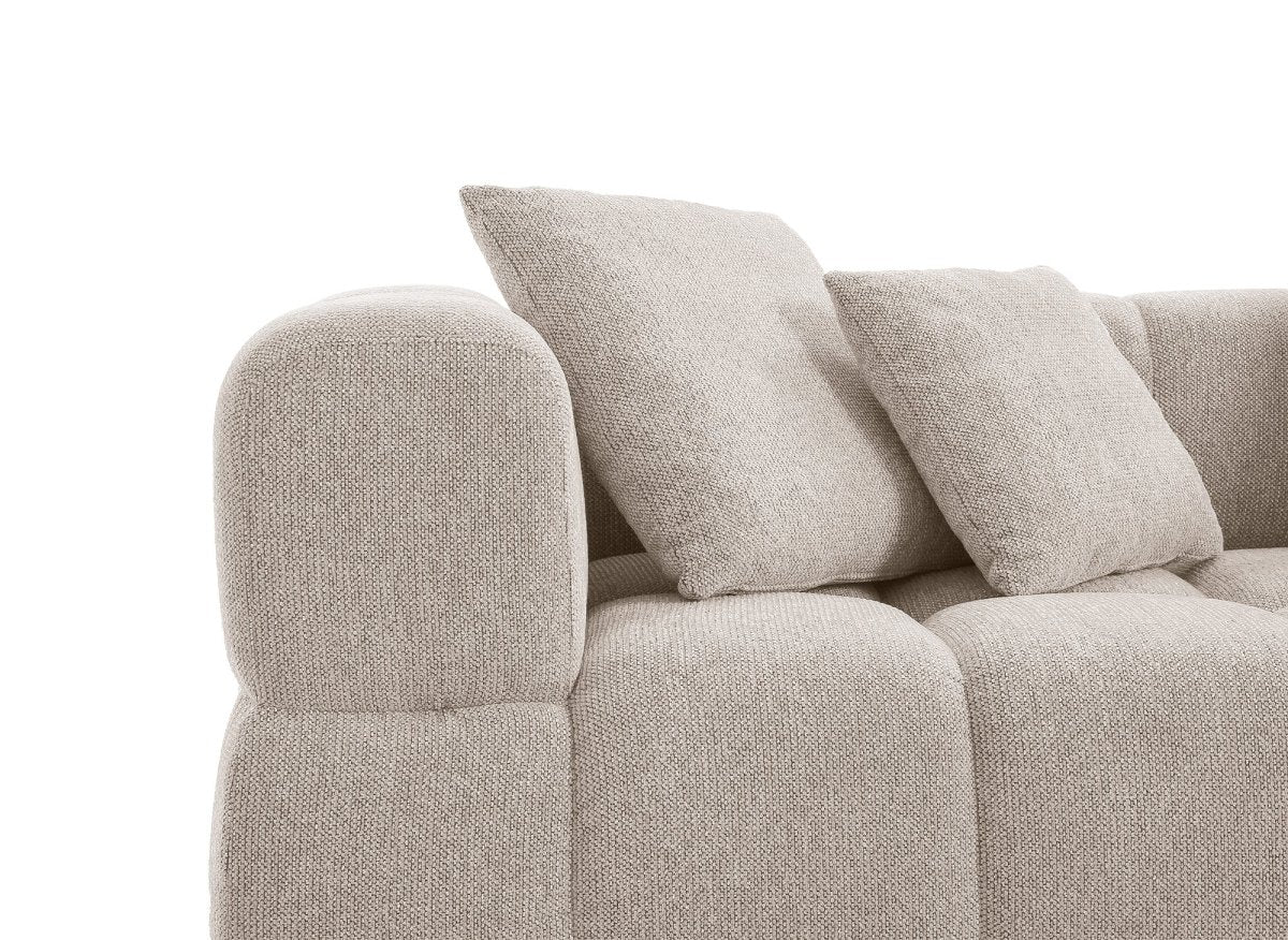 Canapé d'angle en velours texturé beige REBECCA - DécoInParis