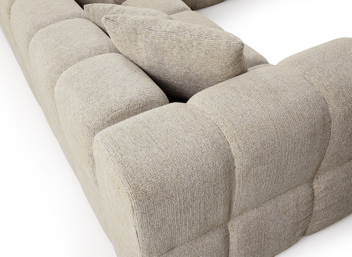 Canapé d'angle en velours texturé taupe REBECCA - DécoInParis