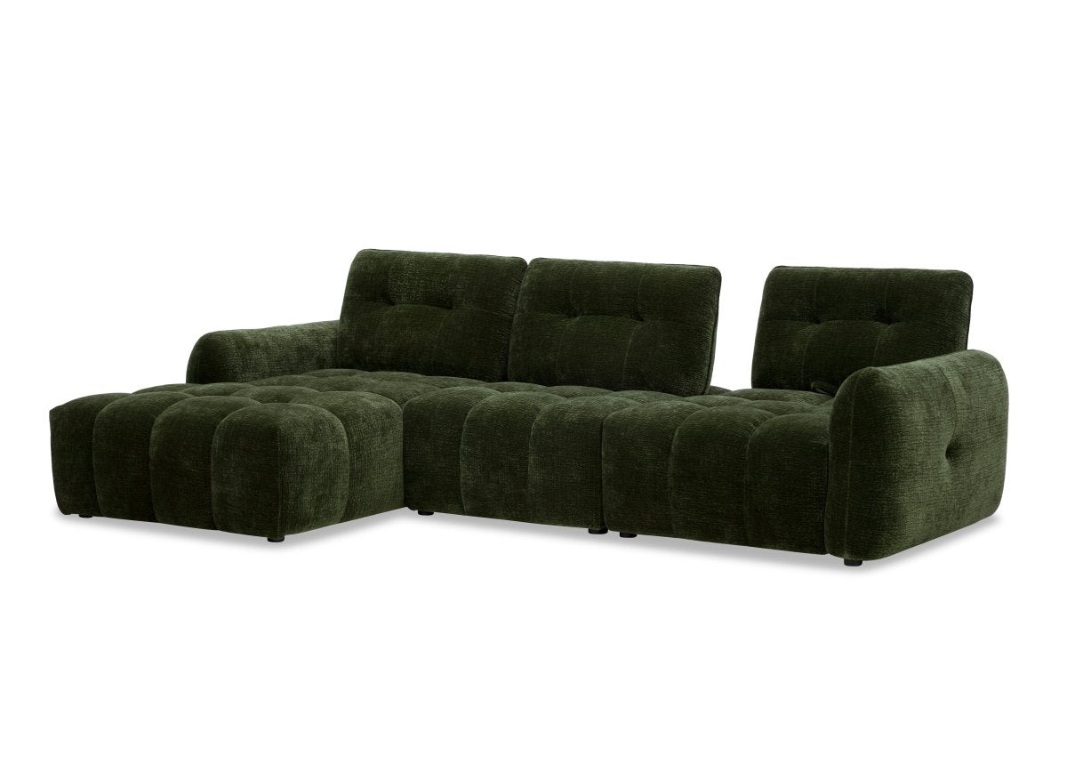 Canapé d'angle en velours tissé vert olive avec dossier réglable ADONIS - Angle gauche - DécoInParis