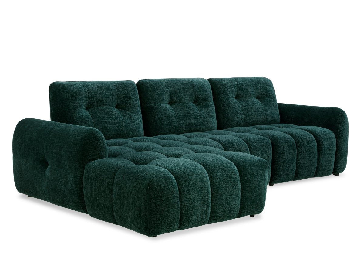 Canapé d'angle en velours tissé vert sapin avec dossier réglable ADONIS - Angle gauche - DécoInParis