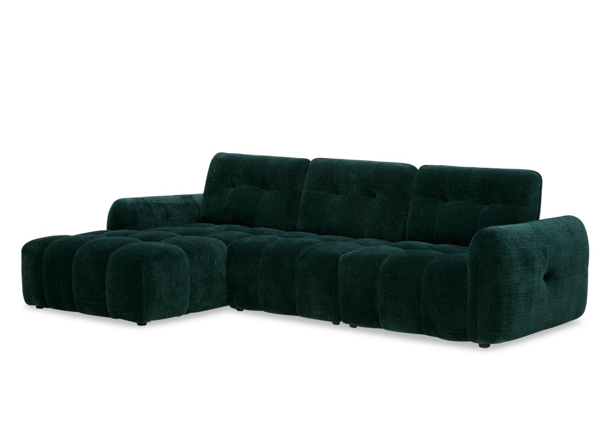 Canapé d'angle en velours tissé vert sapin avec dossier réglable ADONIS - Angle gauche - DécoInParis