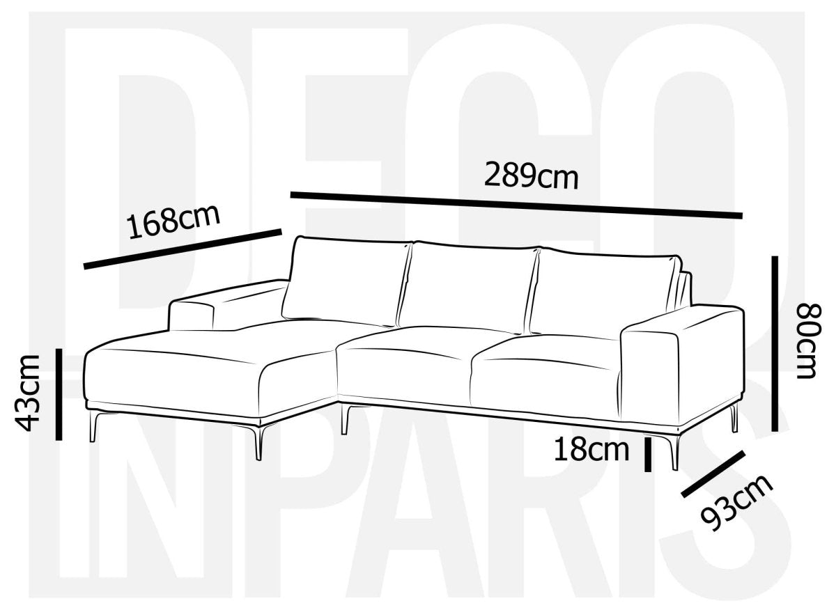 Canapé d'angle fixe avec méridienne en tissu beige ARNOLD - Angle Gauche - DécoInParis